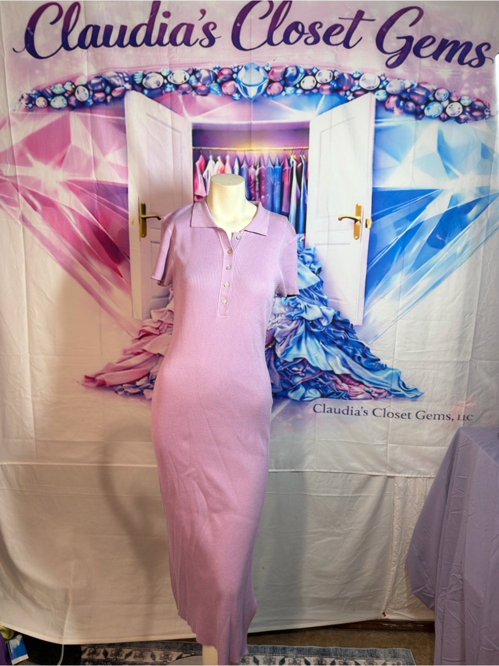 House of Harlow 1960 Lilac Polo Knit Maxi Dress